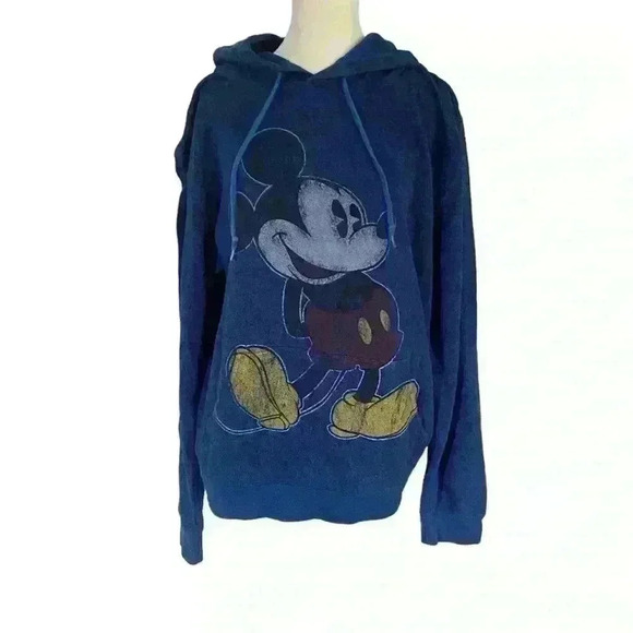 Disney Parks Official Mickey Mouse Hoodie Size XXL Blue Distressed Mickey - Picture 3 of 8